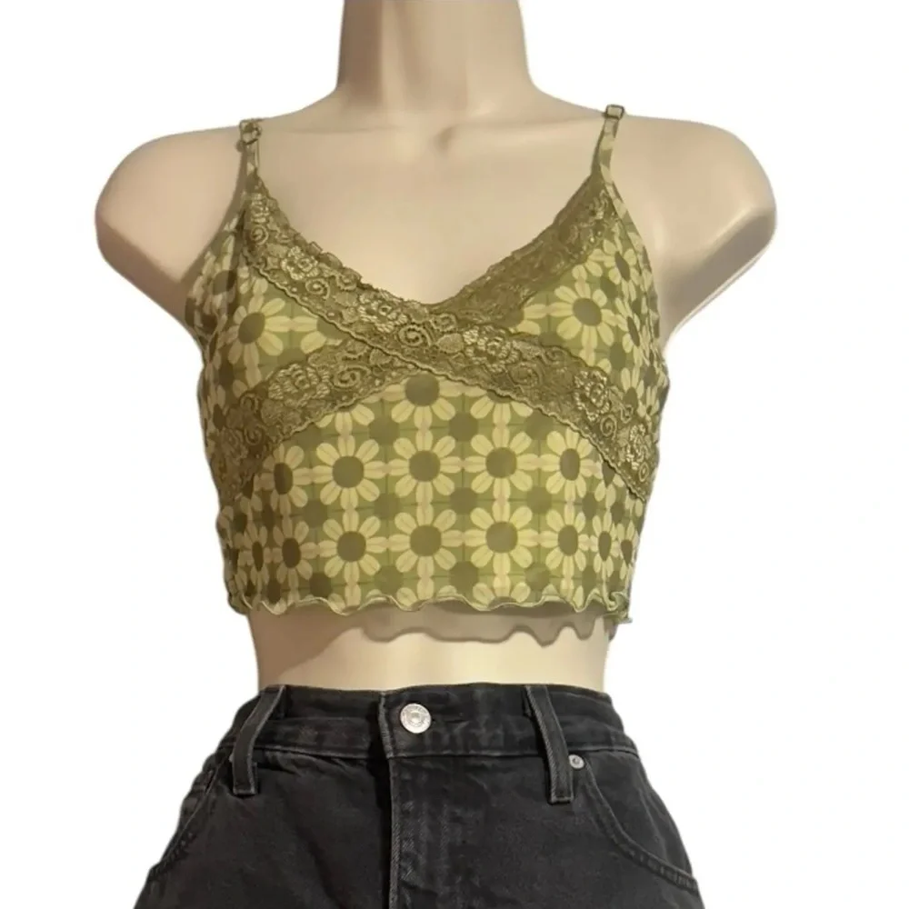 Green Floral Lace Cami Tank | Size L | NWT - Picture 6 of 6